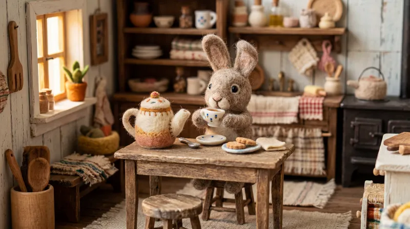 Scene generated by Kuak Studio in Felt Dolls style