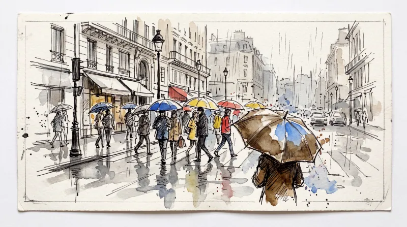 Scene generated by Kuak Studio in Urban Sketching style