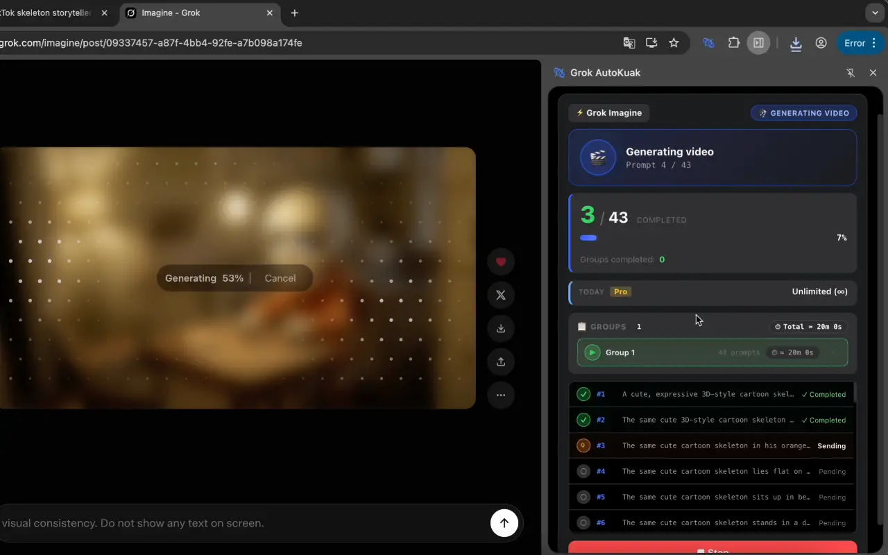 How to automate Grok to generate videos in batch